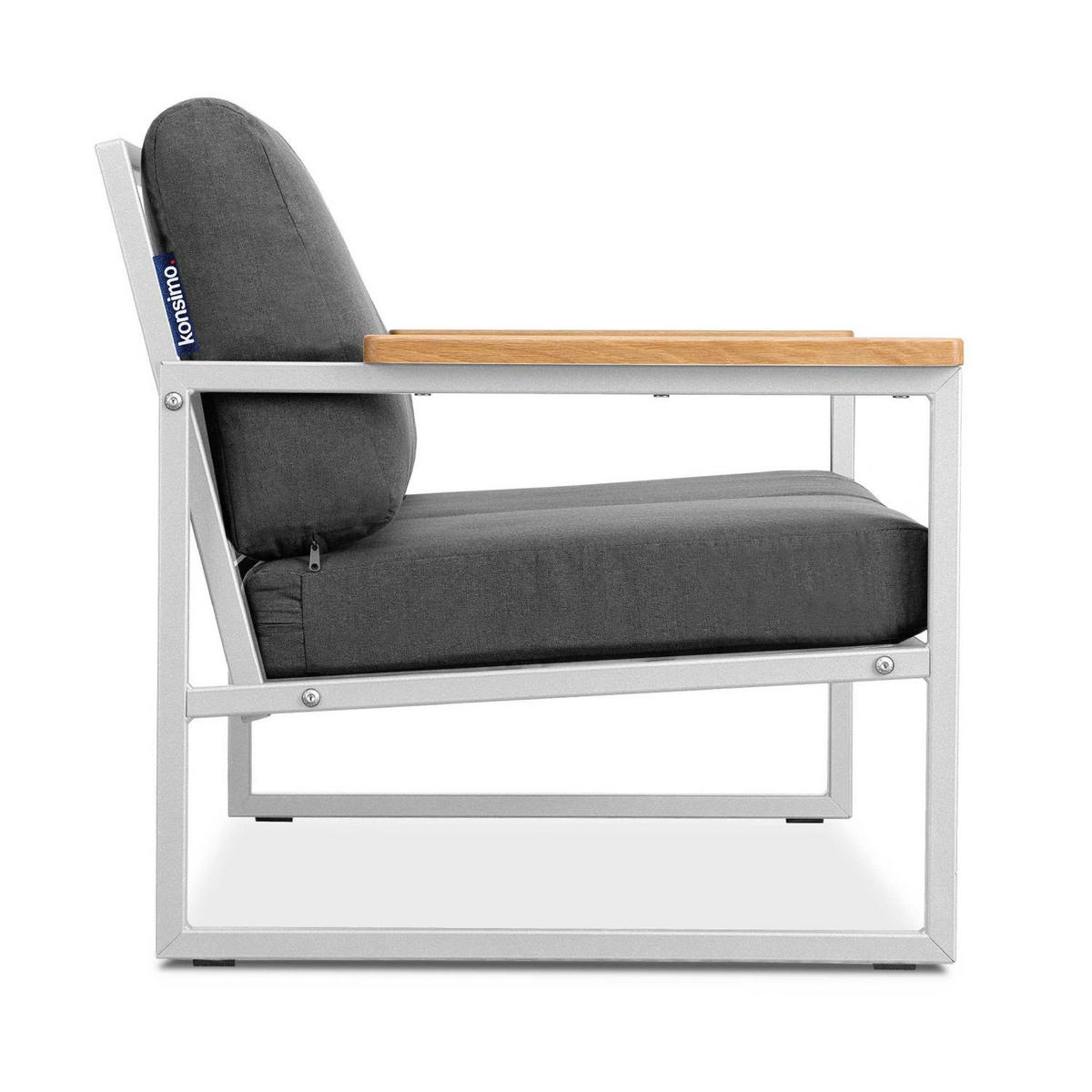 GARTENSOFA TRIBO 2-Personen ,Weiß/Grau - Weiß/Grau, Holz/Textil (130/65/60cm) - KONSIMO®