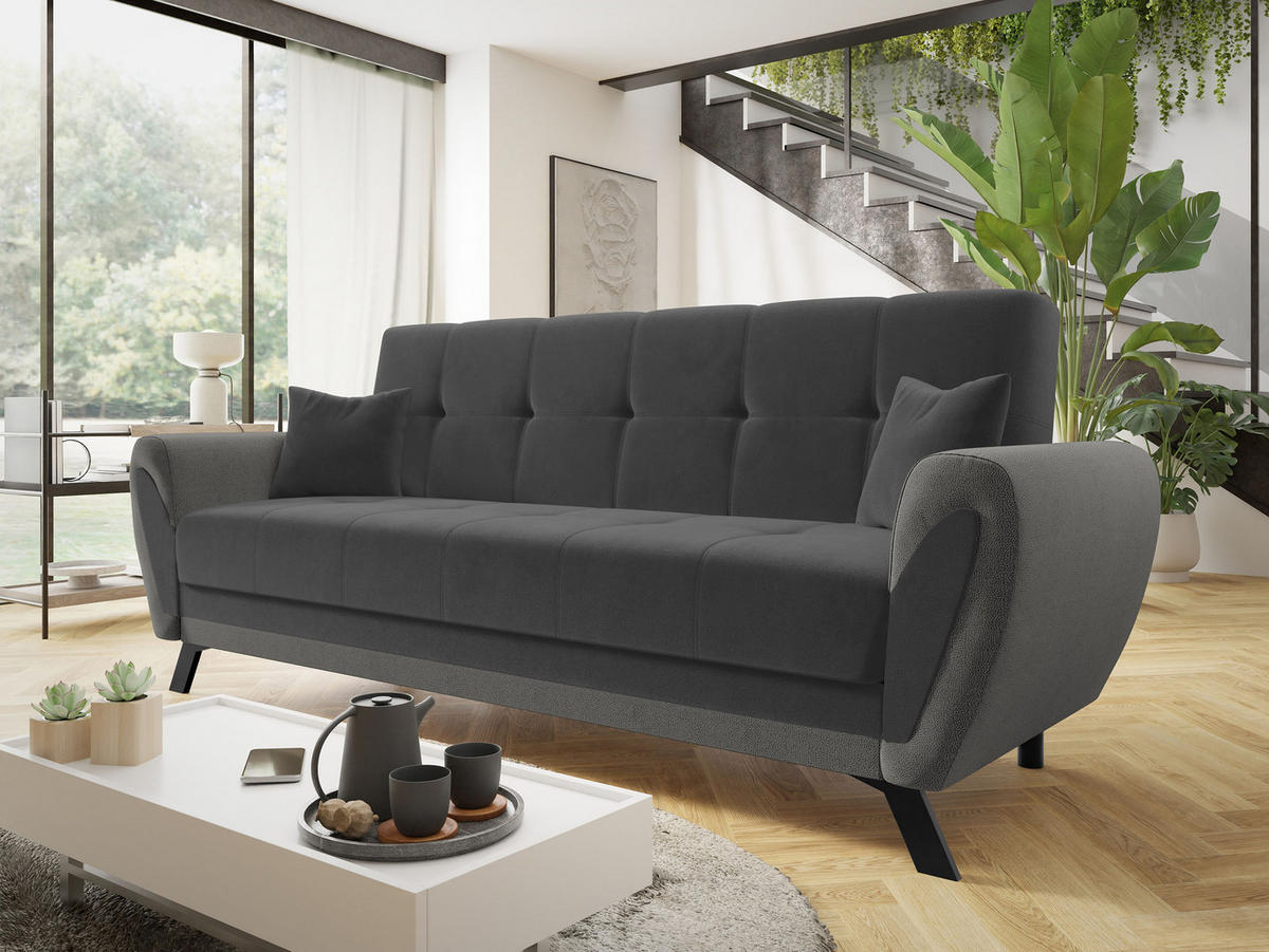 SCHLAFSOFA Kaja - Anthrazit/Schwarz, Holz/Textil (228/93/90cm) - MIRJAN24
