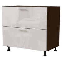 SCHUBLADENUNTERSCHRANK Brerra D2M/90 Korpus lava / Front RAL 9001 creme Hochglanz 90 / 50 / 82cm - Dunkelgrau/Creme, Holz/Holzwerkstoff (90/82/50cm) - Feldmann-Wohnen