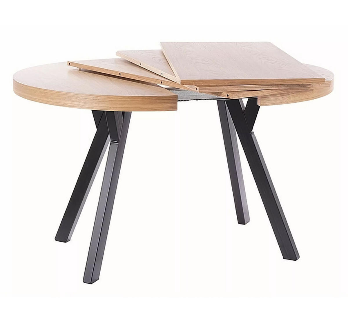 ESSTISCH Domingo Eiche / Schwarz 100-250 / 100 / 76cm - Eichefarben/Schwarz, Holz/Holzwerkstoff (100/100/76cm) - Feldmann-Wohnen