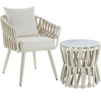 GARTENLOUNGE-SET ALUMINIUM Lugano, höhenverstellbare Kunststofffüße, Sicherheitsglasplatte, beige - Beige/Weiß, Kunststoff - tectake