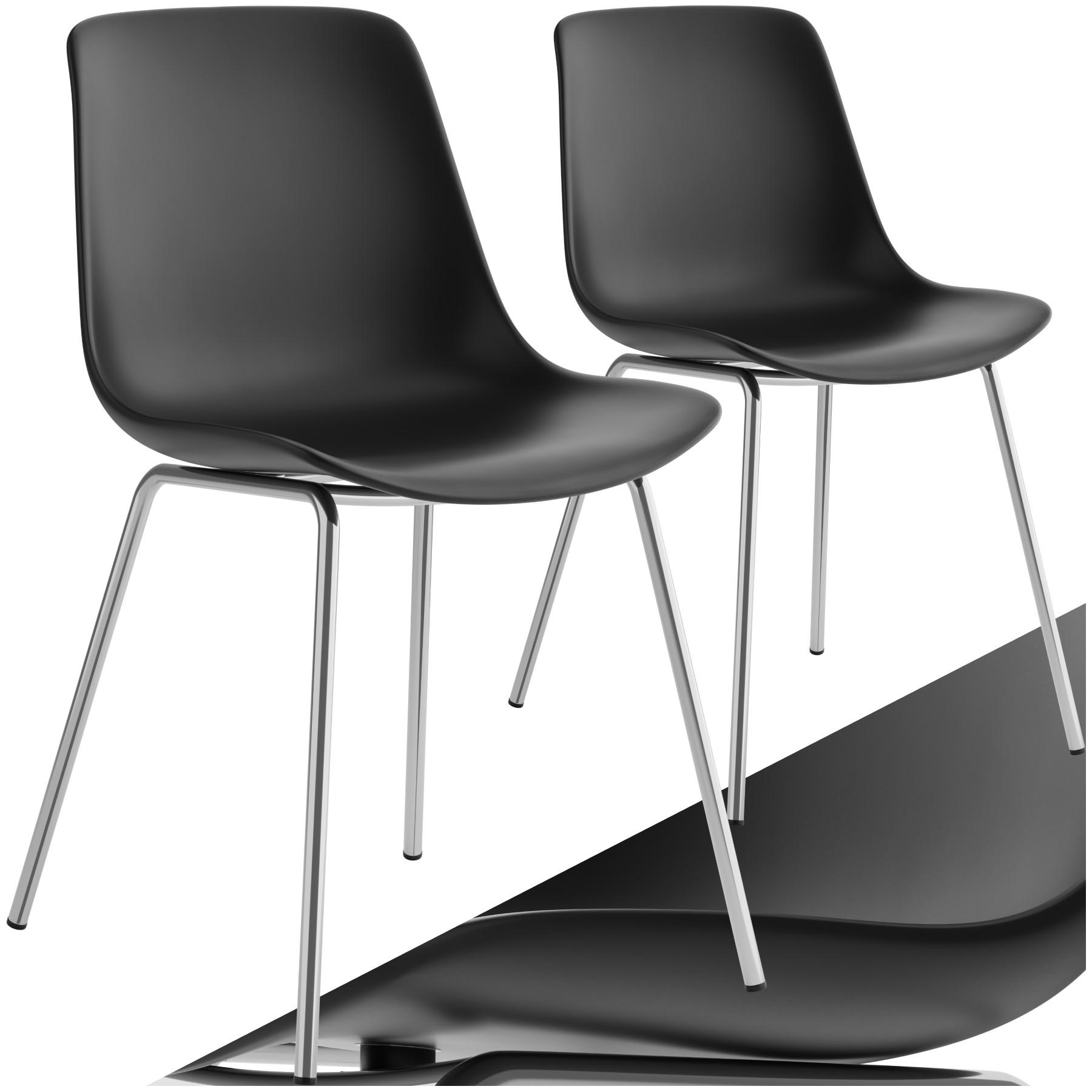 KUNSTSTOFFSTUHL 2er Set Mave 46 x 55 x 80 5 cm schwarz/chrom - Schwarz, Textil (46/80.5/55cm) - tectake