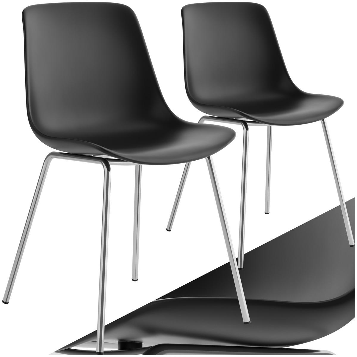 KUNSTSTOFFSTUHL 2er Set Mave 46 x 55 x 80 5 cm schwarz/chrom - Schwarz, Textil (46/80.5/55cm) - tectake