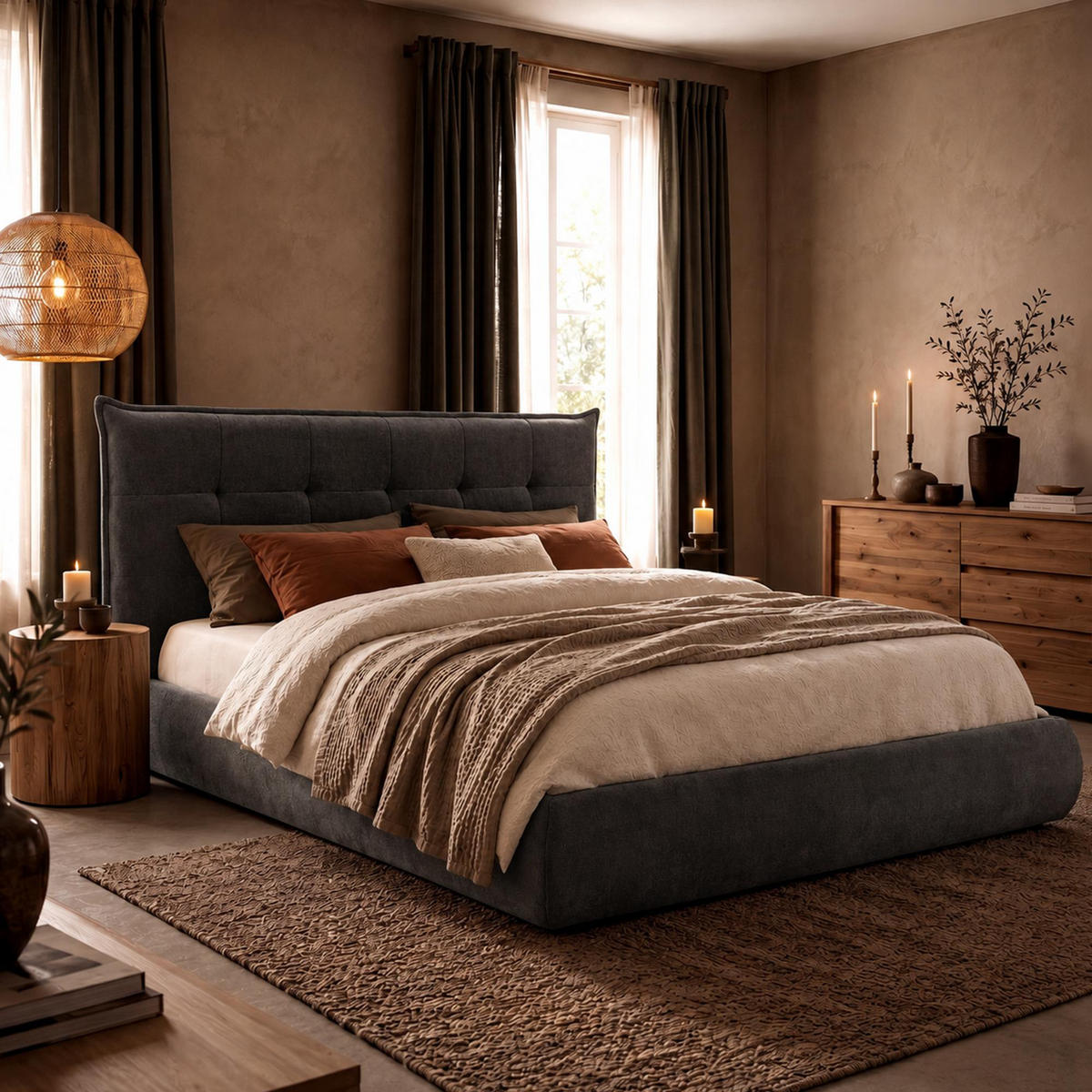 POLSTERBETT 180 cm/200 cm cm Stoff Dunkelgrau - Dunkelgrau, Textil (198/220cm) - CLP