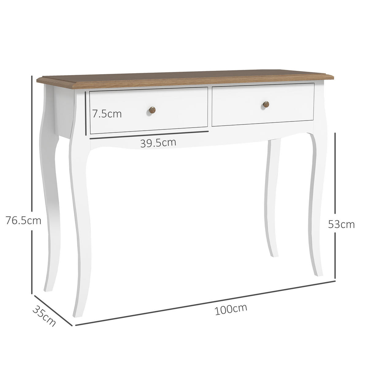 KONSOLENTISCH Weiß MDF Spanplatte 1 Stück - Weiß, Kunststoff (100/35/76.5cm) - GiPP