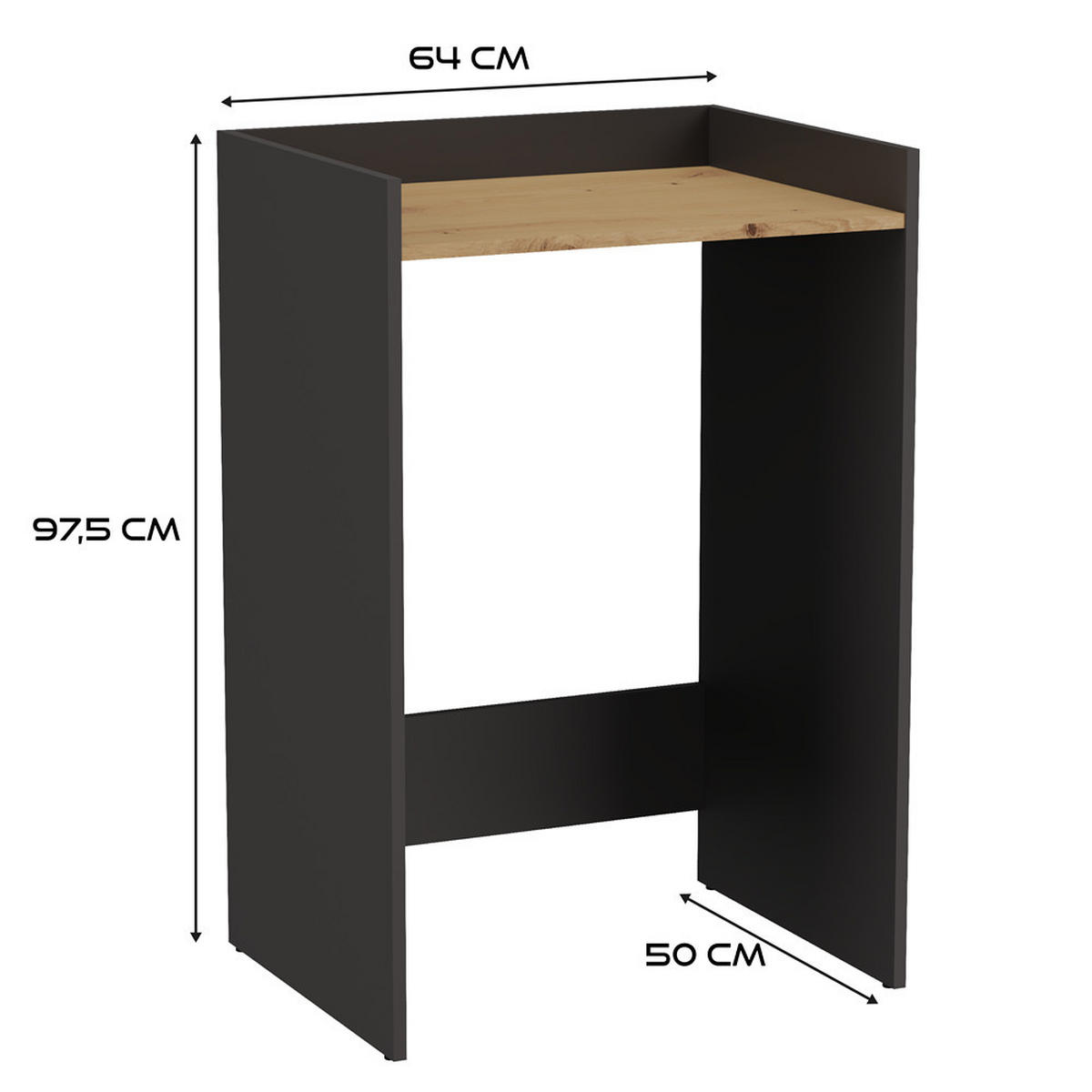 BADEZIMMERSCHRANK POLA NP für Waschmaschine - Anthrazit/Eiche Artisan, Holzwerkstoff (64/97.5/50cm) - CDF