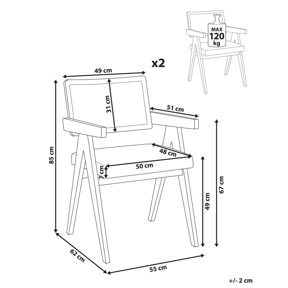 ESSZIMMERSTUHL 2er Set Holz Braun/Grün Ava - Braun/Grün, Holz (55/85/62cm) - Beliani