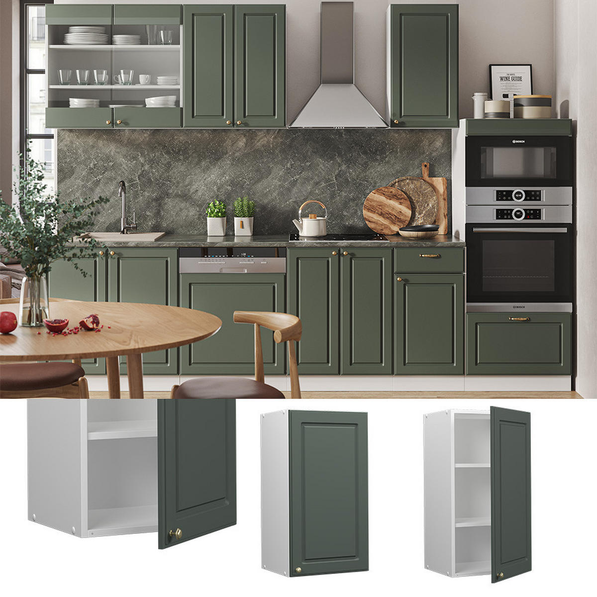 HÄNGESCHRANK Fame-Line Grün-Gold Landhaus 40 cm - Weiß/Grün, Holzwerkstoff (40/72/34.1cm) - Vicco
