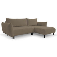 ECKSOFA ADEL mit Schlaffunktion und Bettkasten, L-förm, Metallbeine, verstellbar lose Rückenkissen, freistehend, RECHTS, 257x171x90 cm, Light brown - Hellbraun, Holz/Textil (257/171cm) - DomoHome
