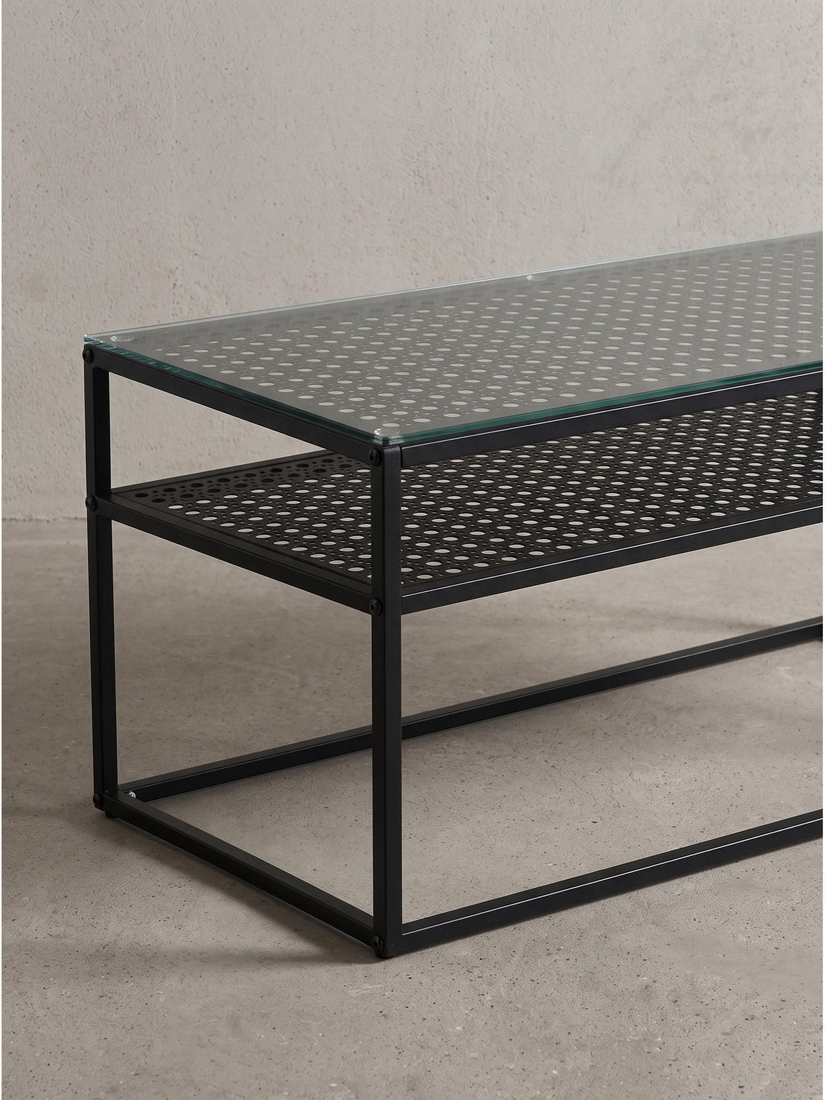 COUCHTISCH ALCUDIA, Einscheibensicherheitsglas, Schwarz, 100 x 50 x 45 cm - Schwarz, Glas/Metall (50/100/45cm) - KADIMA DESIGN