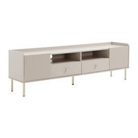 TV-MÖBEL mit 2 Türen, 2 Schubladen und 2 Fächern – Beige & Gold – LUNAOR - Beige, Holz (180/54/40cm) - Vente-Unique