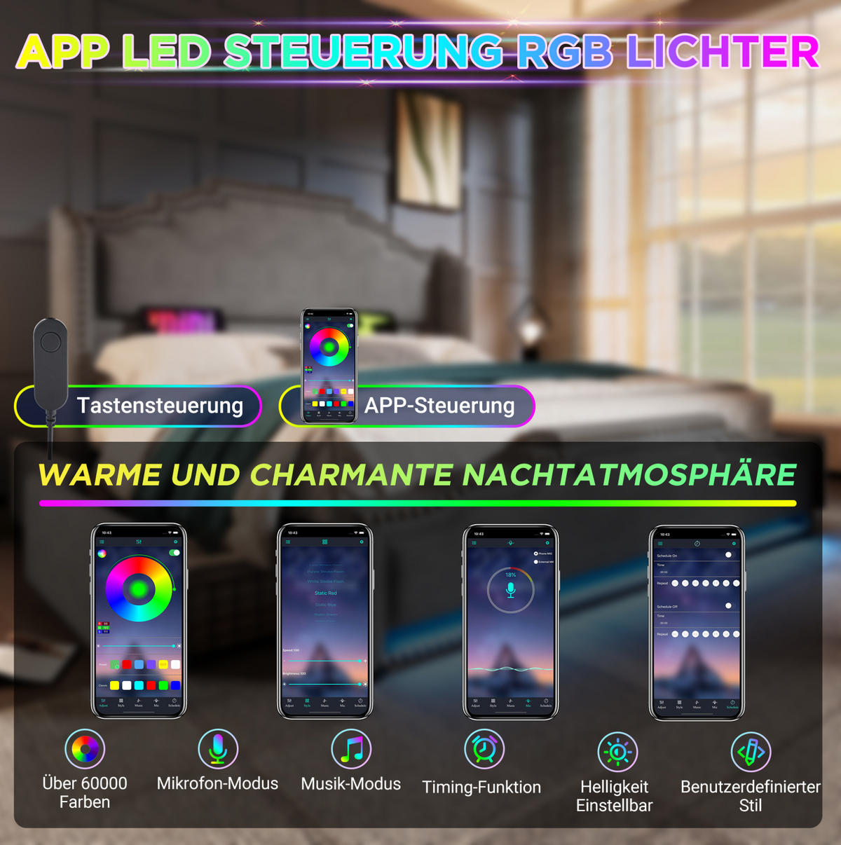POLSTERBETT 160/200 cm Grau aus Samt mit LED und Schubladen - Grau, Textil (160/200cm) - OKMYHOME