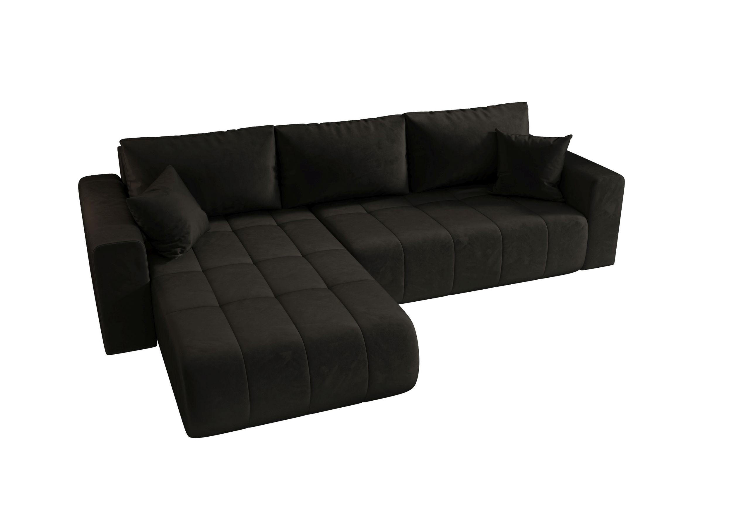 ECKSOFA mit Schlaffunktion MILO L Monolith 95 Links - Schwarz, Textil (280/175cm) - Bedante
