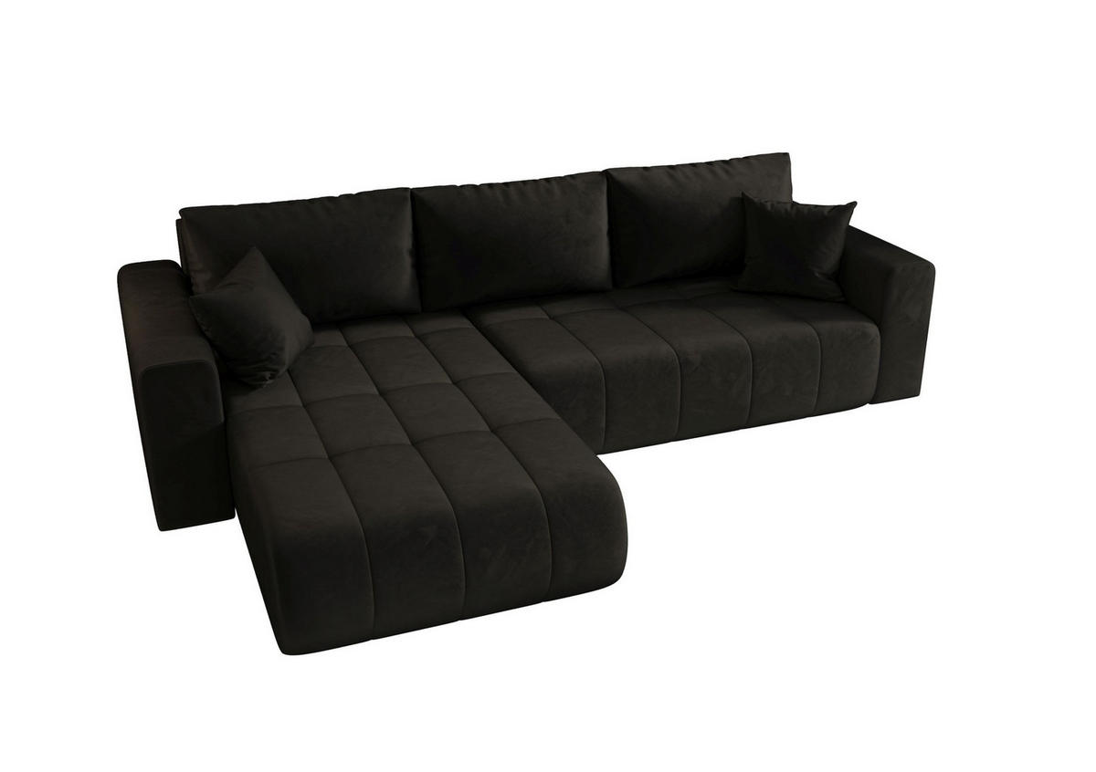 ECKSOFA mit Schlaffunktion MILO L Monolith 95 Links - Schwarz, Textil (280/175cm) - Bedante