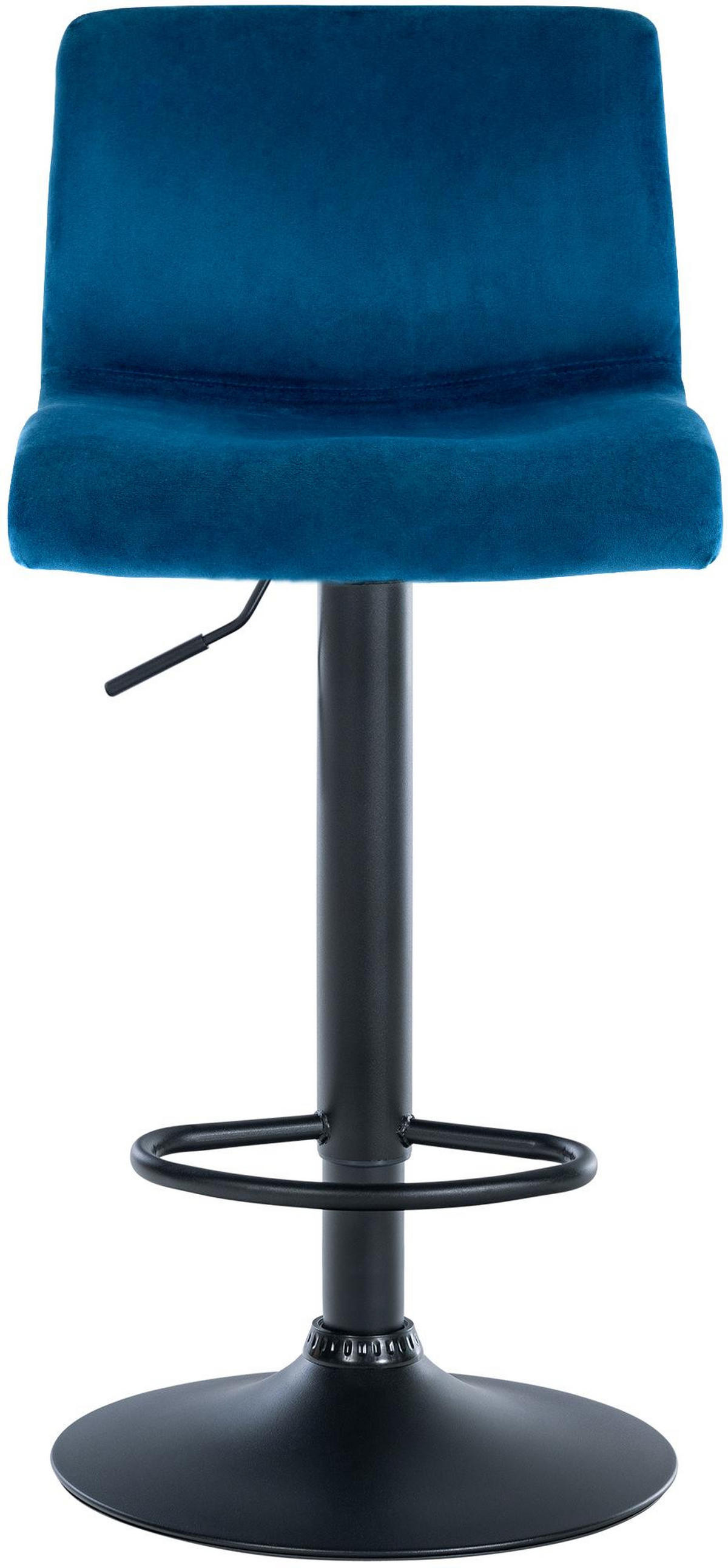 BARHOCKER Pesan Samt Blau Schwarz - Blau, Textil/Metall (39/83/36cm) - DELUKE