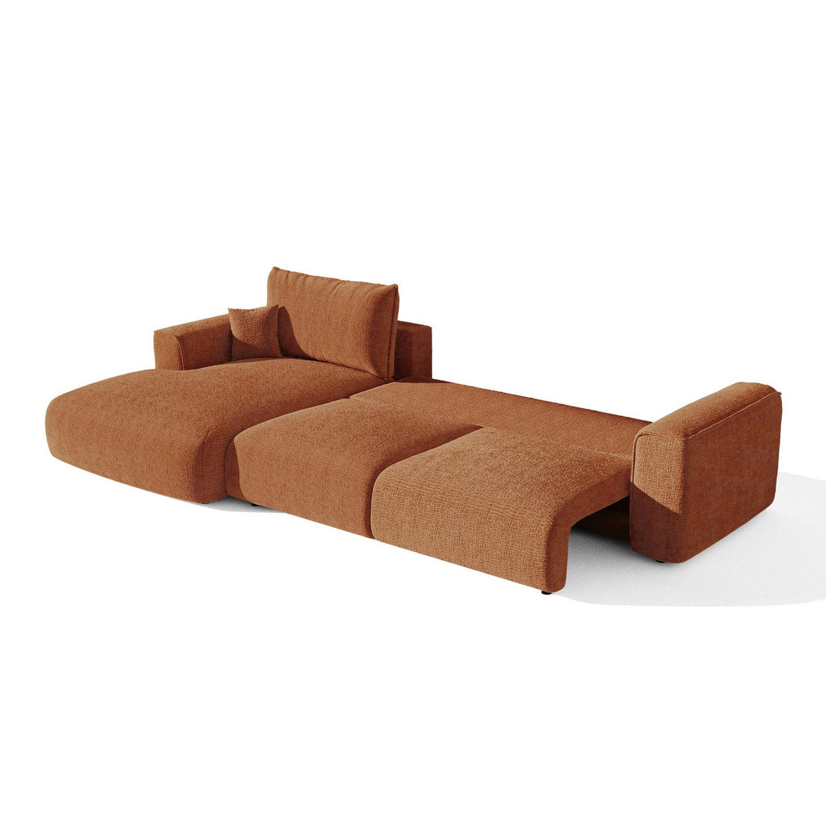 LINKSECK-SCHLAFSOFA mit Stauraum COMO Köpergewebe mit weichem Griff Terrakotta 297cm - Dunkelorange/Terracotta, Textil (297/167cm) - Premium Interiors