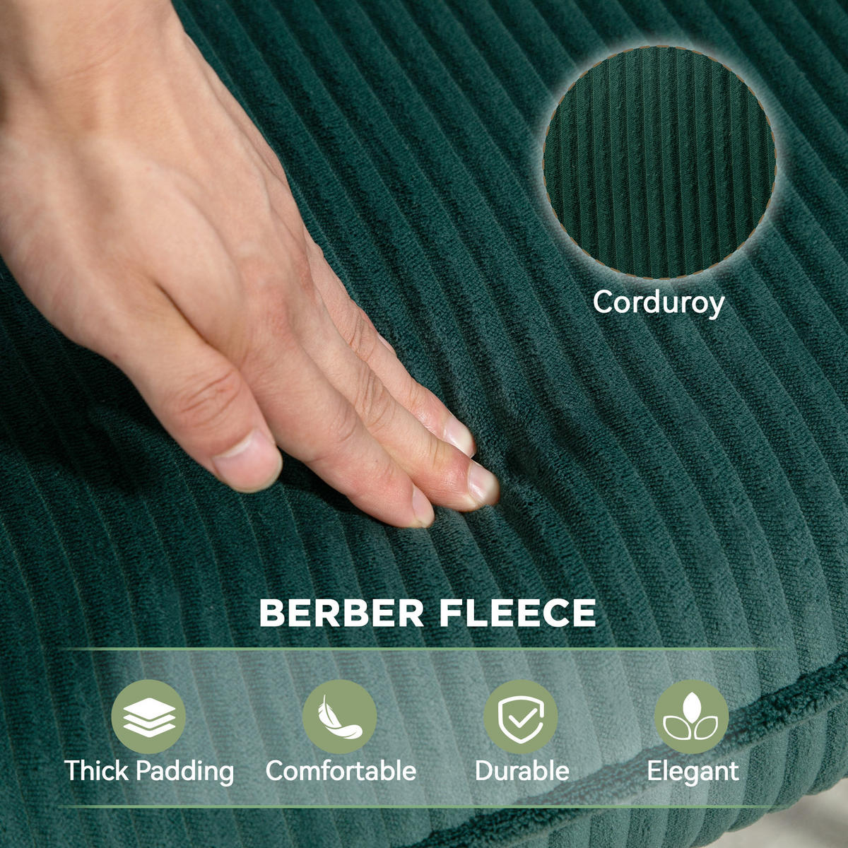 SESSEL 71/98/101 cm, Schaukelstuhl mit Kord-Bezug, gepolstert, Dunkelgrün - Dunkelgrau, Kunststoff (98/101/71cm) - Redom