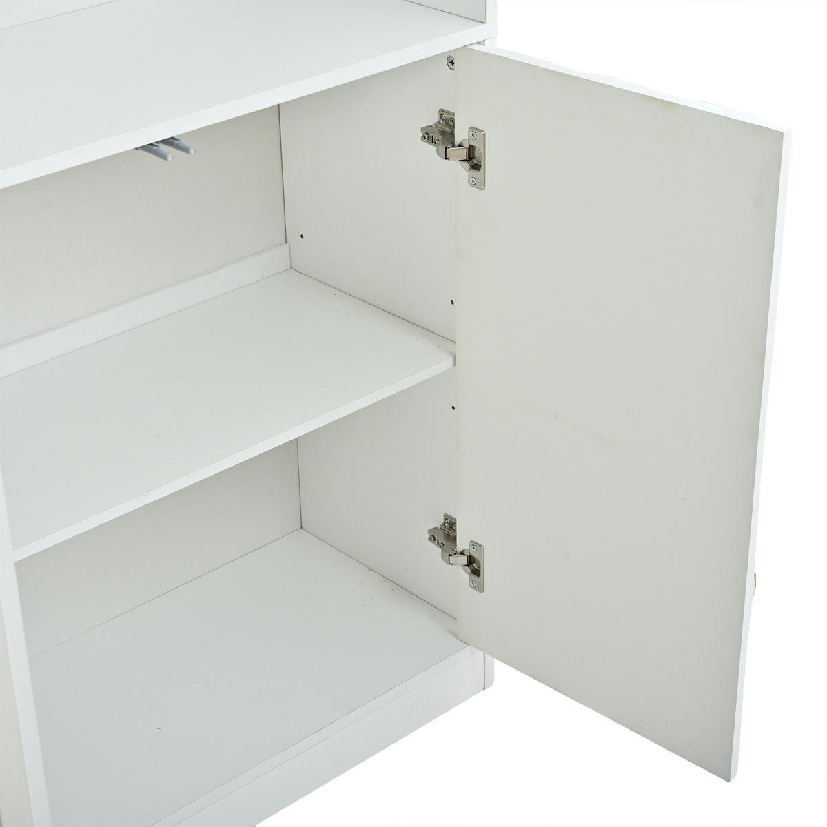 VITRINENSCHRANK 2er SET 160/35/200 cm mit LED, Glastüren, offenen Fächern und verstellbaren Einlegeböden in Weiß - Transparent/Weiß, Glas/Holzwerkstoff (160/200/35cm) - CHICFURN