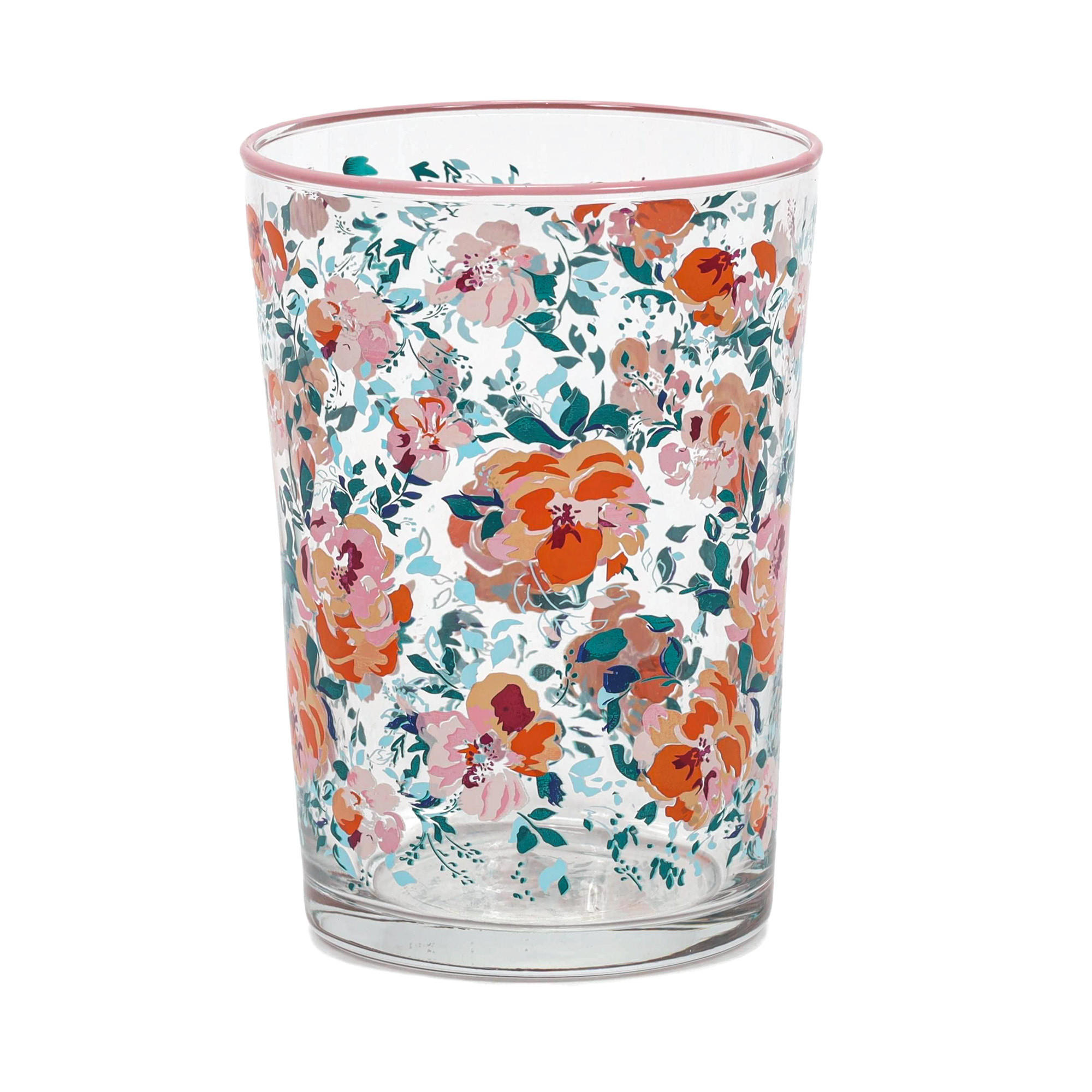 GLAS mit Blumenmuster Rosa 510 ml 8,8/8,8/12 cm - Multicolor, Glas (0.51L) - Excellent Houseware