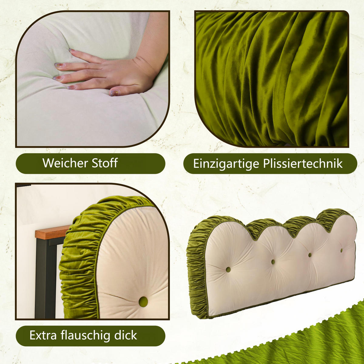 RÜCKENKISSEN für Bett Beige 150 cm - Beige, Textil (150/20cm) - Vercart