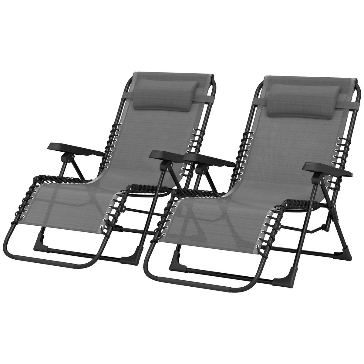 SONNENLIEGE 2er-Set DE-15656 5-fach verstellbar, klappbar Grau - Grau, Metall (65/112/90cm) - ComfortXL
