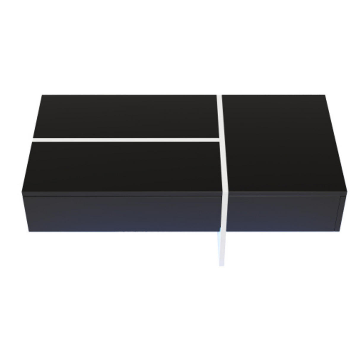 COUCHTISCH Schwarz mit Hochglanzoberfläche & App-gesteuerter LED-Beleuchtung 100×50×34,5 cm aus Spanplatte - Schwarz, Holzwerkstoff (50/100/34.5cm) - Luhomfu