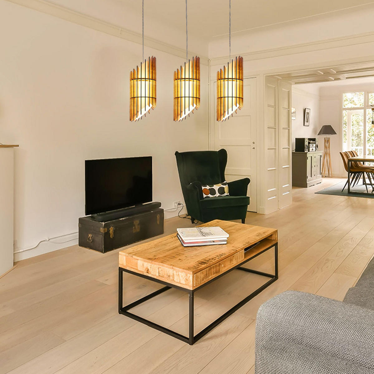 HÄNGELEUCHTE AGREDA Braun Holz - Braun, Holz (75.5/14.5/110cm)