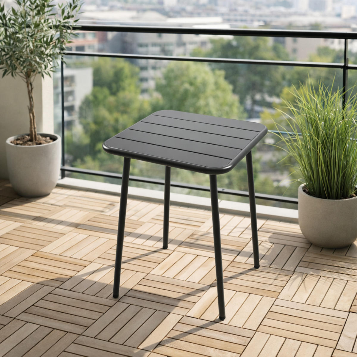 GARTENTISCH Bergame Grau für 2 Personen - Grau, Metall (50/50/72cm) - Concept Usine