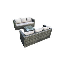 GARTENSET mit Couchtisch Polyrattan 6-Sitzer - Dunkelgrau, Metall - Fimous