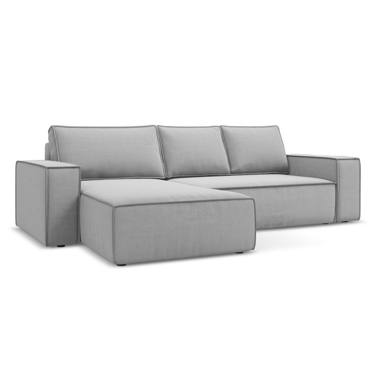 ECKSOFA mit Schlaffunktion Samt Stoff Grau - Schwarz/Grau, Kunststoff/Textil (185/290cm) - LaMiaSofa