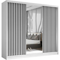 SCHWEBETÜRENSCHRANK Helix 240/216/61 weiß+schwarz - Schwarz/Weiß, Holzwerkstoff (240/216/61cm) - Beautysofa