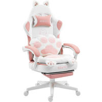 GAMING-STUHL Ergonomischer & Fußstütze Bürostuhl & Lendenwirbelstütze - Rosa, Leder (52/126/49cm)