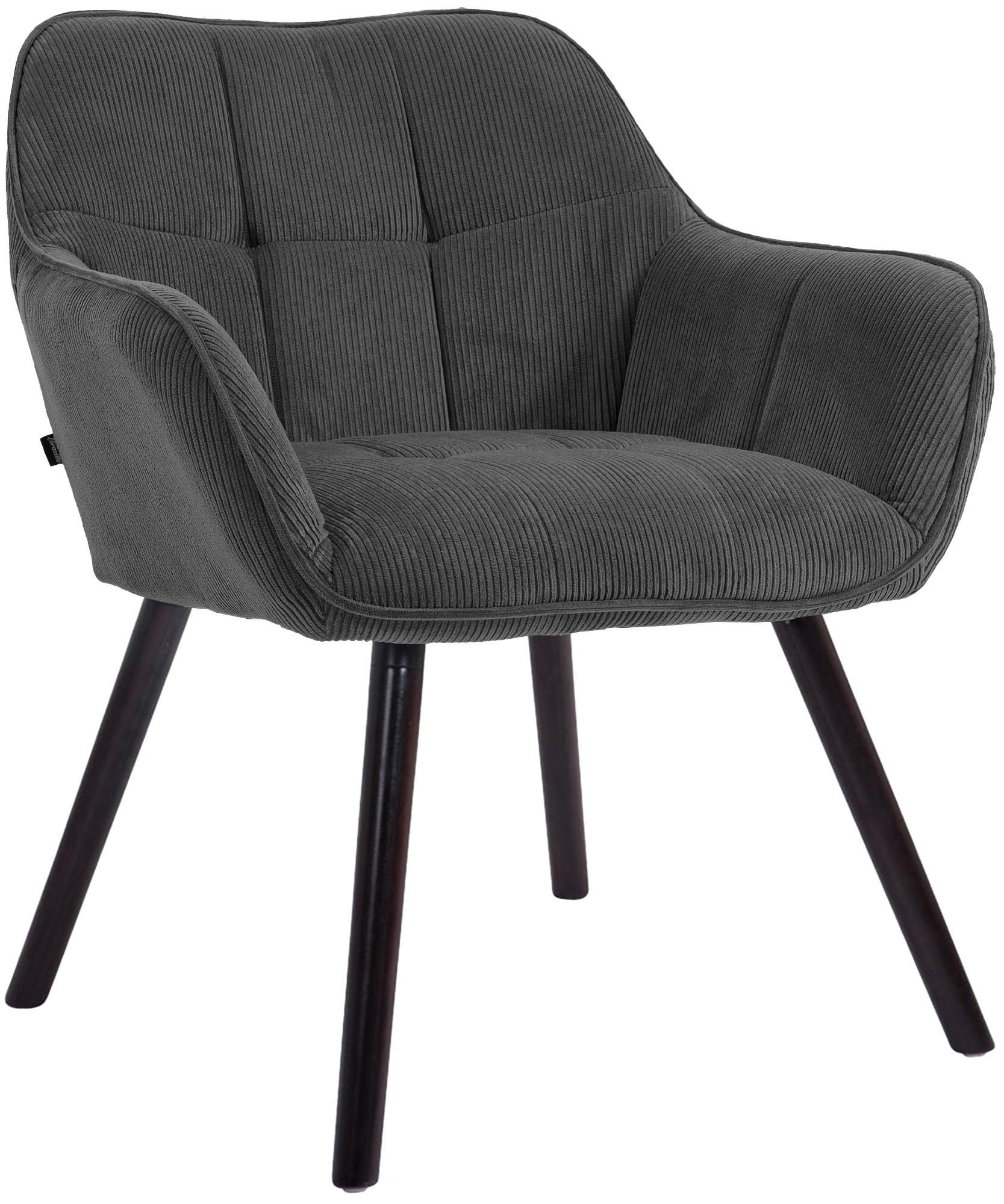 ESSZIMMERSTUHL Cord Dunkelgrau - Dunkelgrau/Schwarz, Holz/Textil (65/82/64cm) - CLP