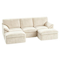 SOFA modular U Form L Form 5 Sitzer Beige - Beige, Metall (142/63/239cm) - Rattantree