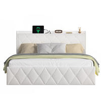 POLSTERBETT 160/200 cm Weiß aus Teddy mit LED-Beleuchtung und USB-Ladefunktion - Weiß, Textil (160/200cm) - OKMYHOME
