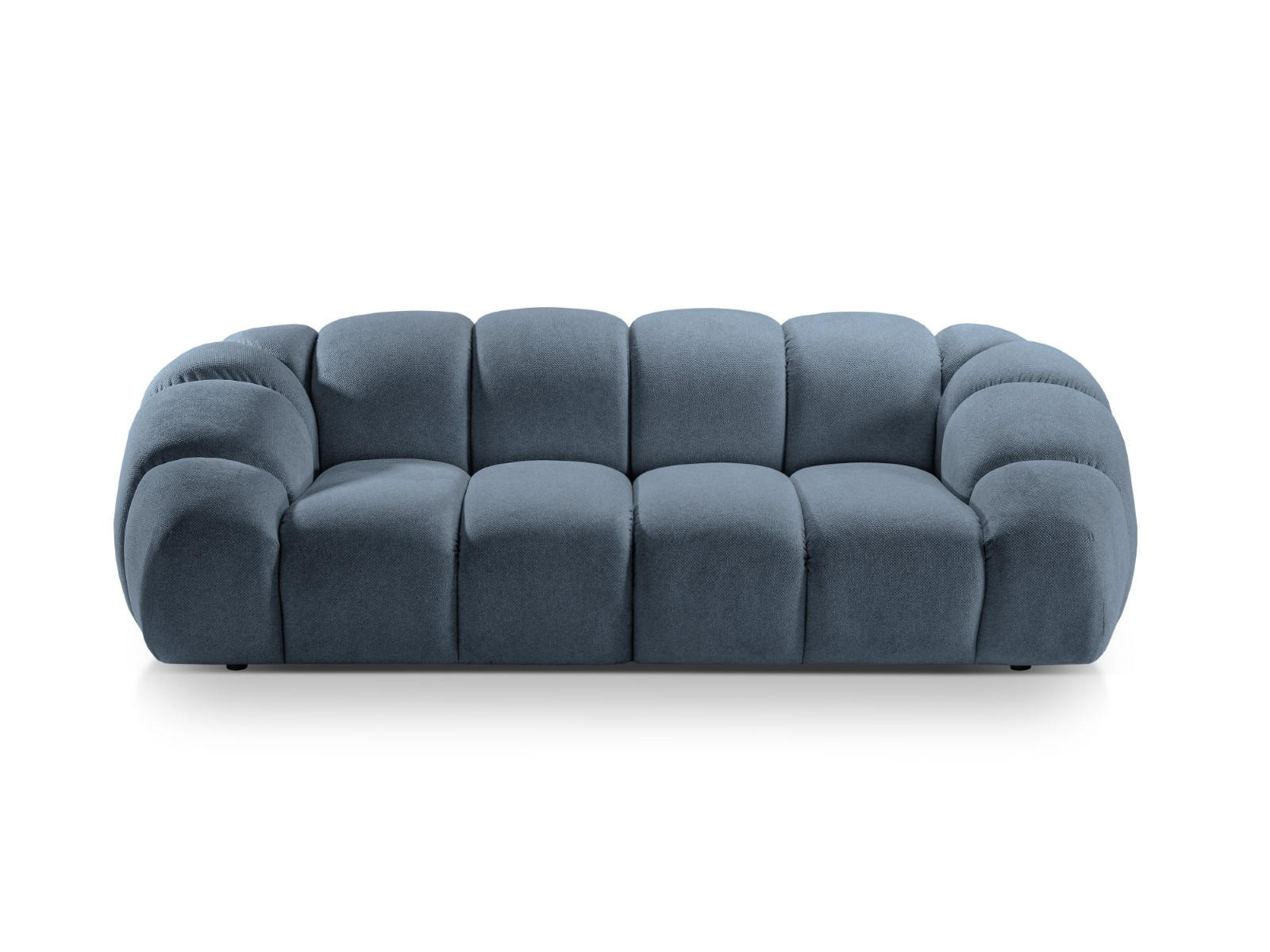 SOFA Diana aus Strukturierter Samt jeansblau 3 Sitzplätze - Blau, Textil (114/72/234cm) - Micadoni
