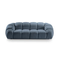 SOFA Diana aus Strukturierter Samt jeansblau 3 Sitzplätze - Blau, Textil (114/72/234cm) - Micadoni