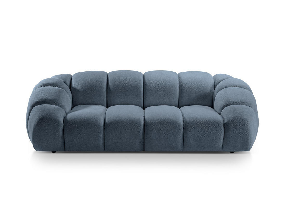 SOFA Diana aus Strukturierter Samt jeansblau 3 Sitzplätze - Blau, Textil (114/72/234cm) - Micadoni