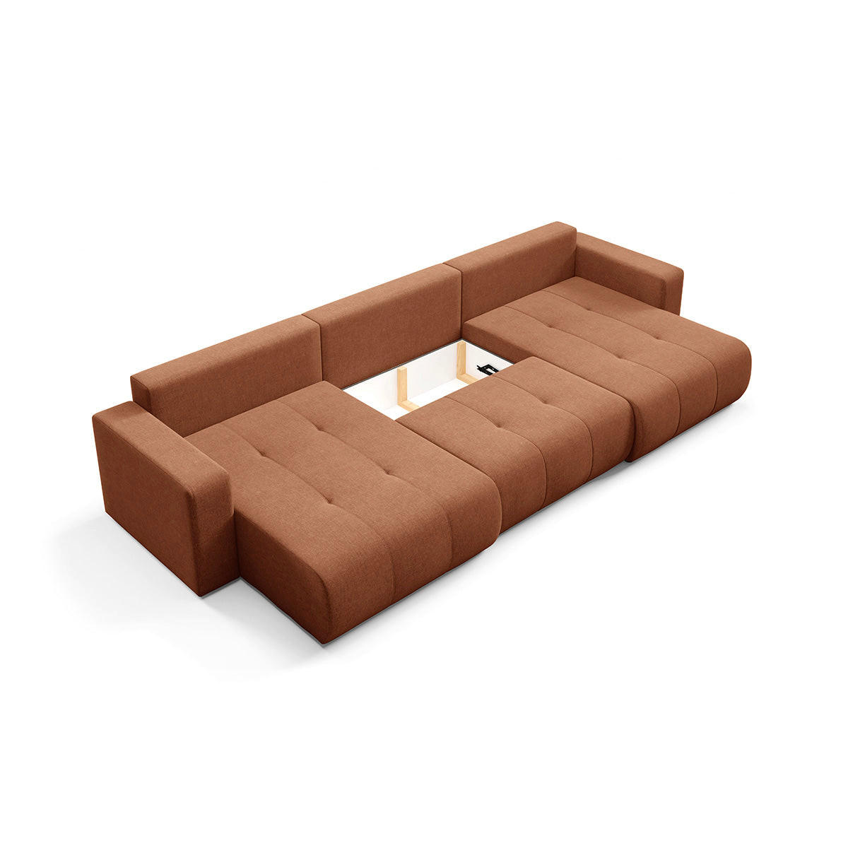 PANORAMASOFA Giulia 5 Sitzplätze Terrakotta - Orange, Holz (344/82/149cm) - Petits-meubles