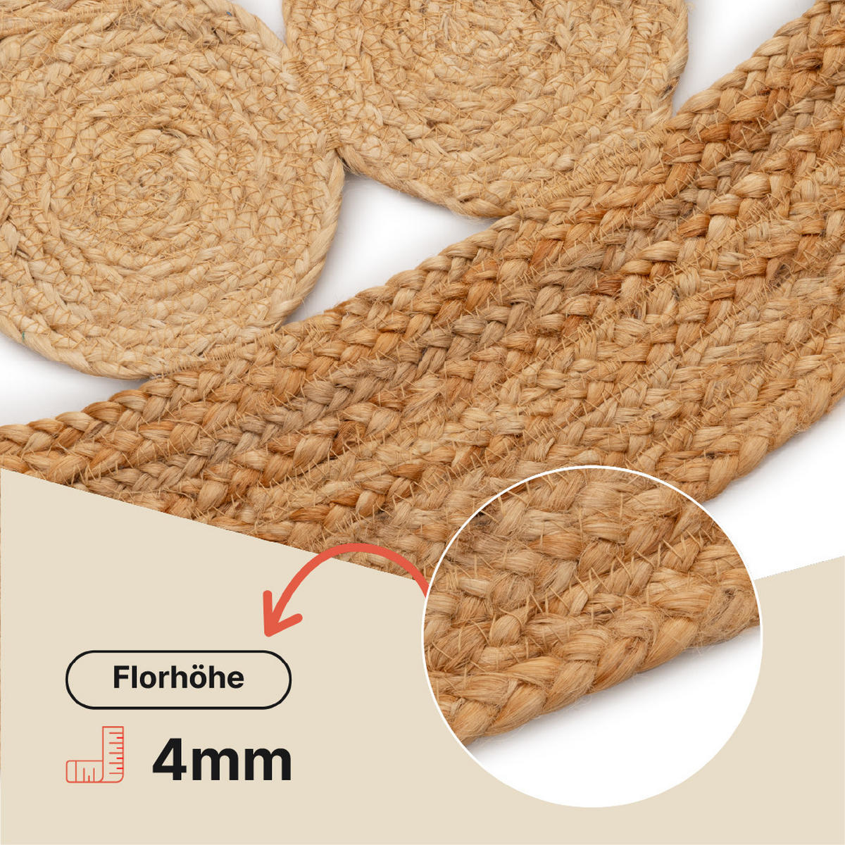 TEPPICH JUTE Rund Braun Beige 120/120 cm - Naturfarben, Textil (120/120cm) - Tapiso