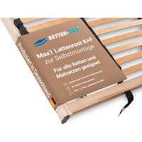 BETTEN-ABC Max1 K+F – Lattenrost zur Selbstmontage mit Kopf- und Fußteilverstellung, Holm durchgehend, Größe: 90 x 220 cm - Braun, Holz (90/220cm) - Betten-ABC