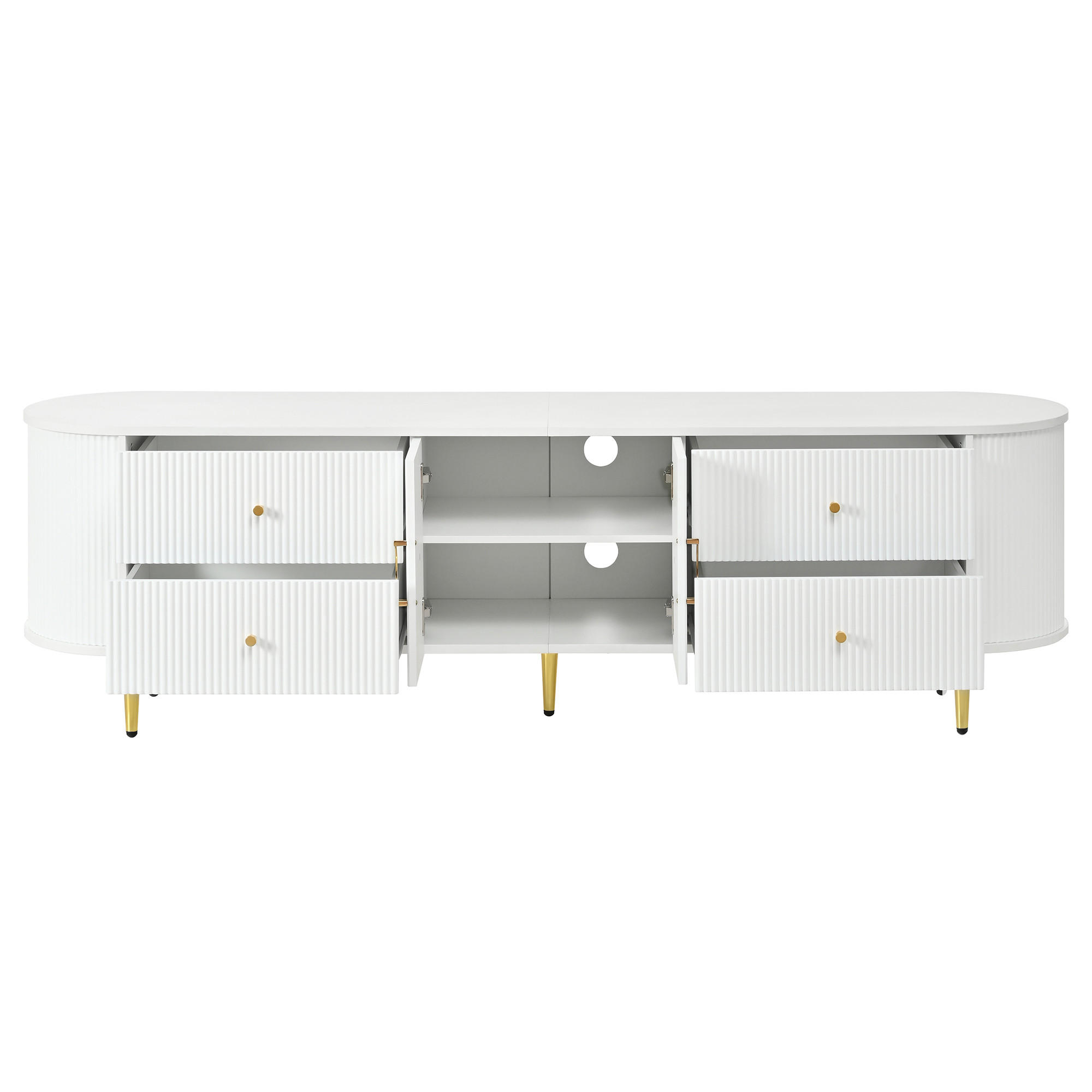 TV-RACK 180/40/53 cm Weiß mit 4 Schublade - Weiß, Holz (180/53/40cm) - Oxeza