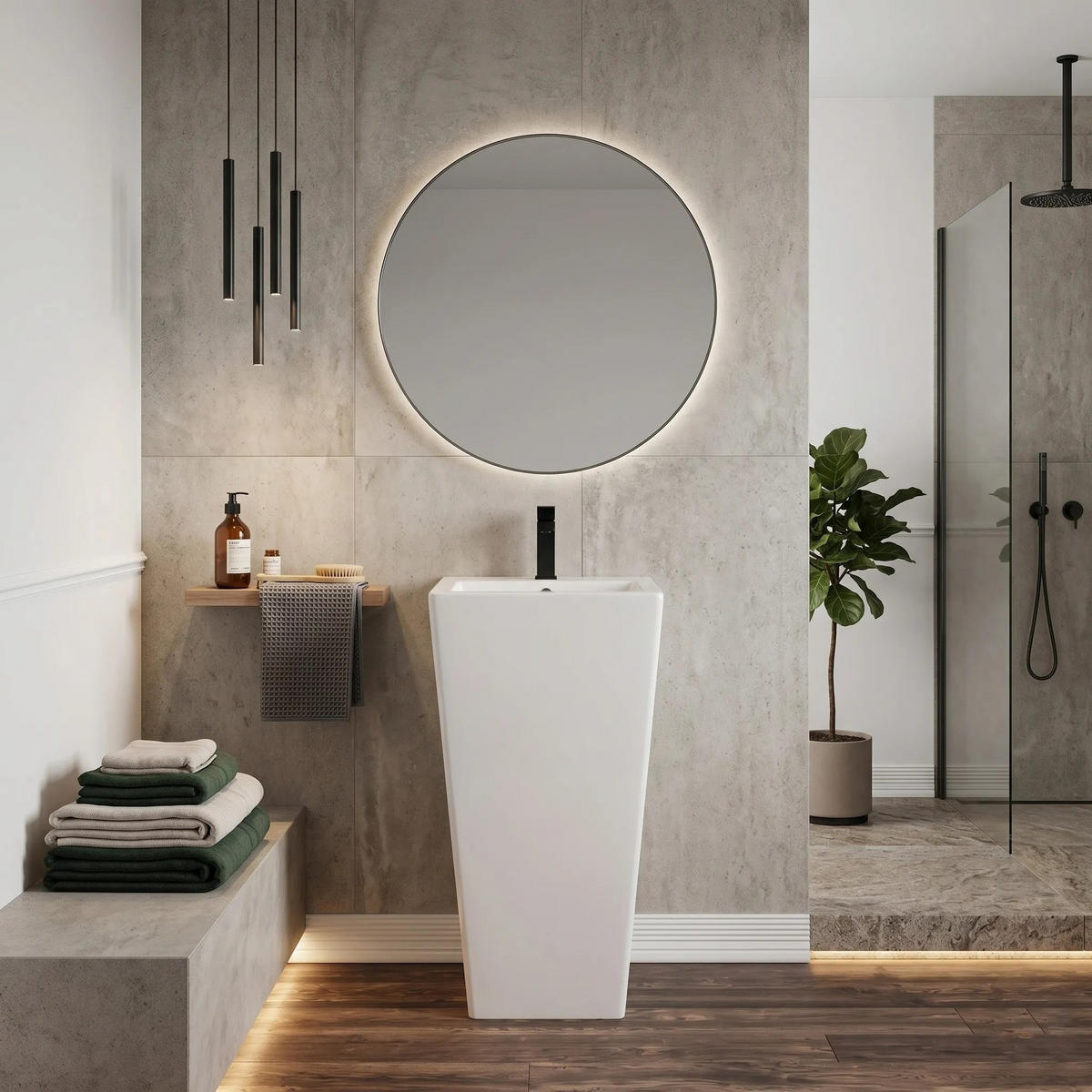STANDWASCHBECKEN Rea Daria - Weiß, Keramik (38/83/44cm) - REA