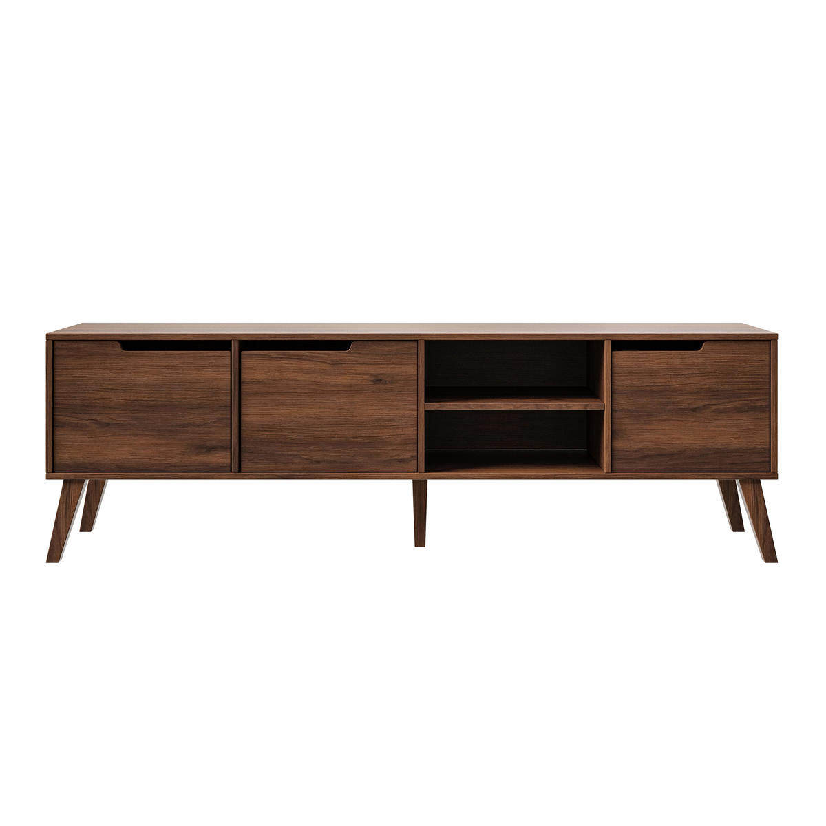 WOHNWAND Norel 2-teilig Kommode 160 cm + TV-Schrank 180 cm, Wallnuss - Walnussfarben, Holzwerkstoff (180/55/40cm) - Beautysofa