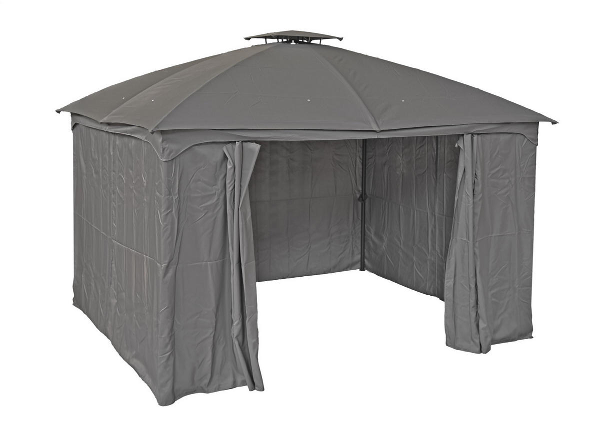 PAVILLON Dublin Schwarz Polyester Gartenpavillon Gartenlaube - Schwarz, Kunststoff (360/270/300cm) - DELUKE