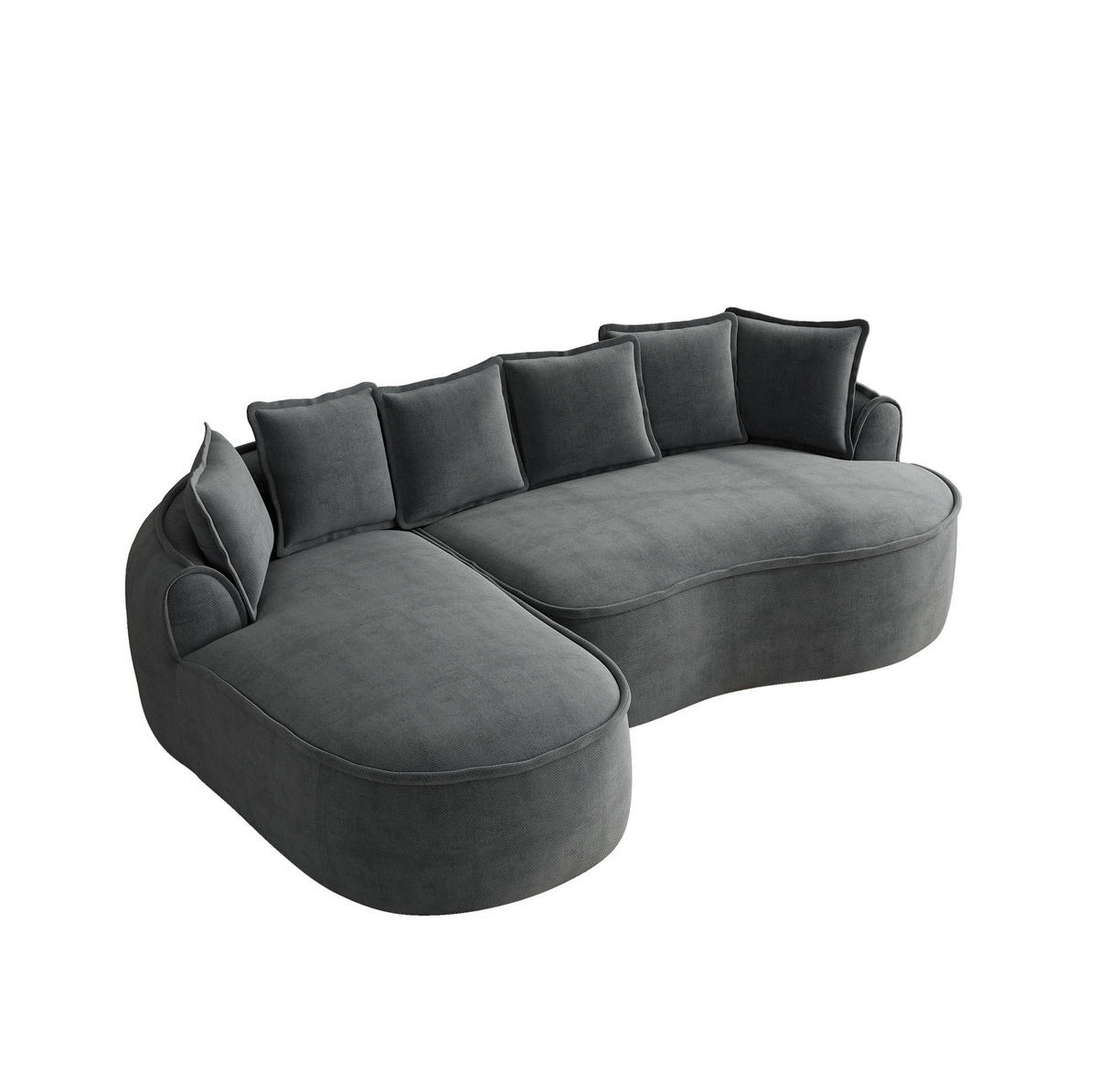 ECKSOFA 252/164/67 cm modular grau aus Chenille rahmenlos mit Schlaffunktion - Grau, Textil (164/252cm) - OKWISH