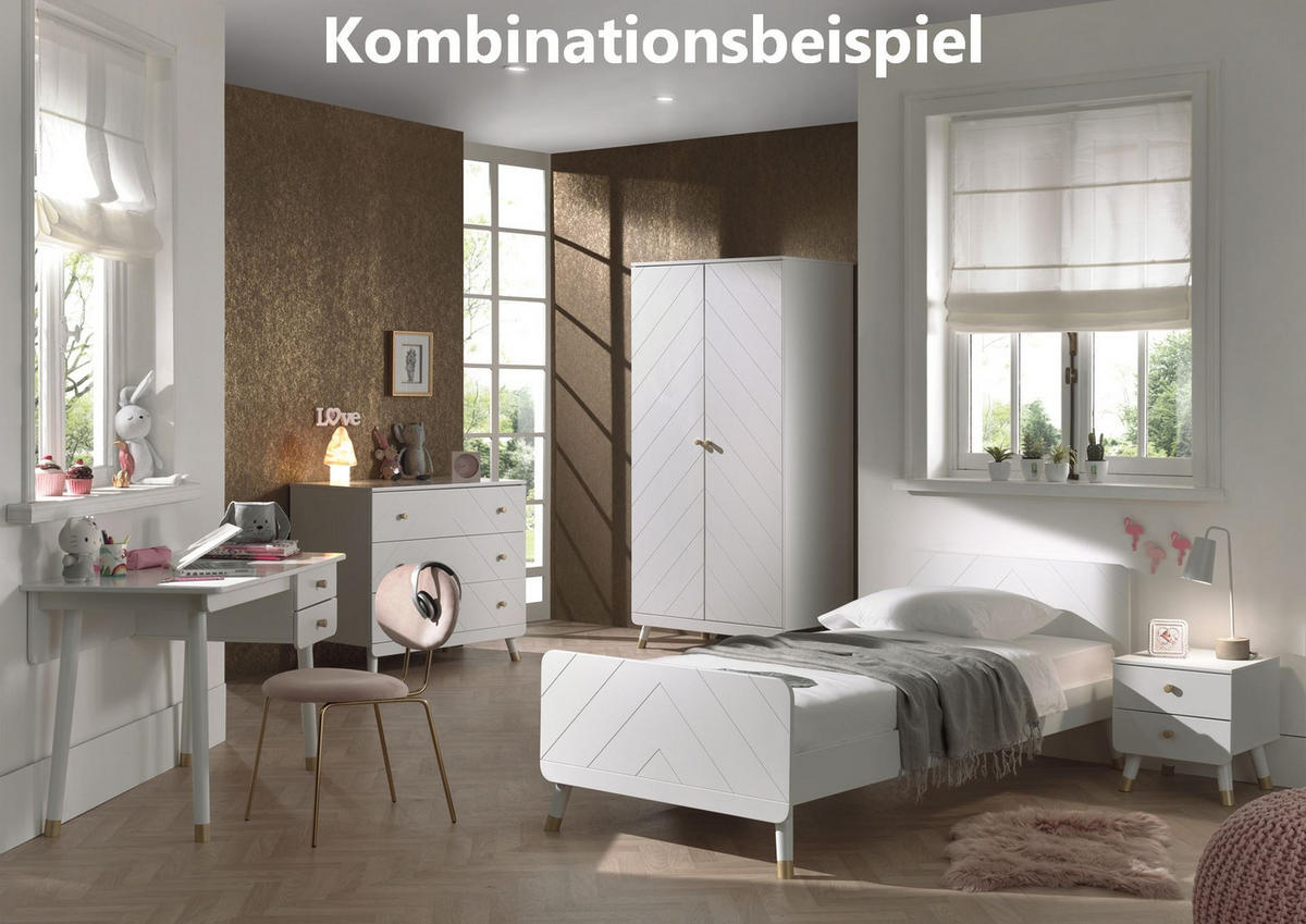 SCHREIBTISCH Kamillah 125x75x60 aus MDF in Satin Weiß - Weiß, Holzwerkstoff (125/60/60cm) - 58aufmkessel