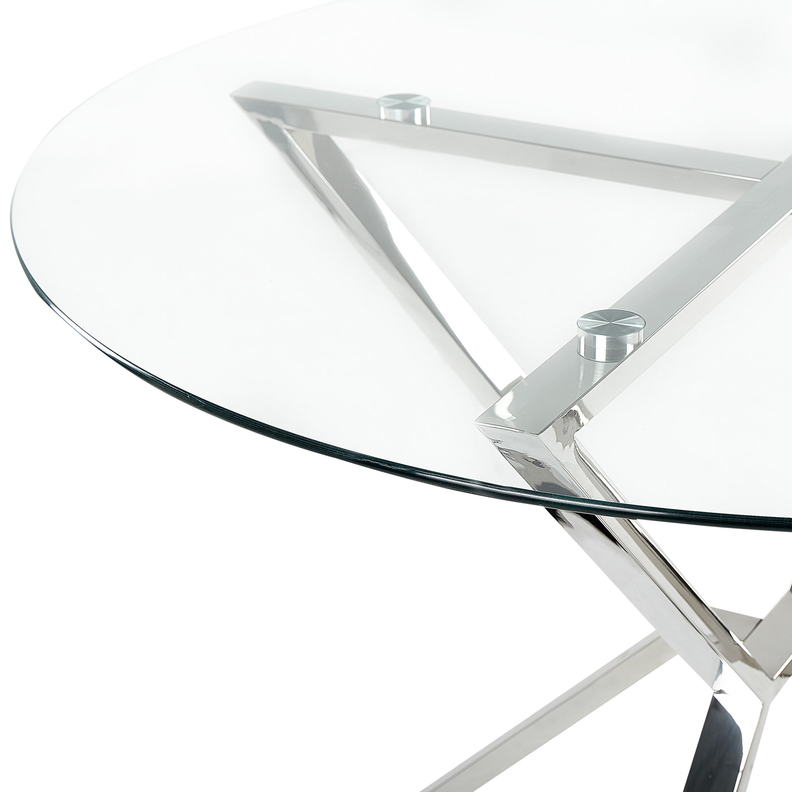 ESSTISCH 105/75 cm Transparent, silberfarben Rund Bosco - Transparent, Glas (105/105/75cm) - Beliani