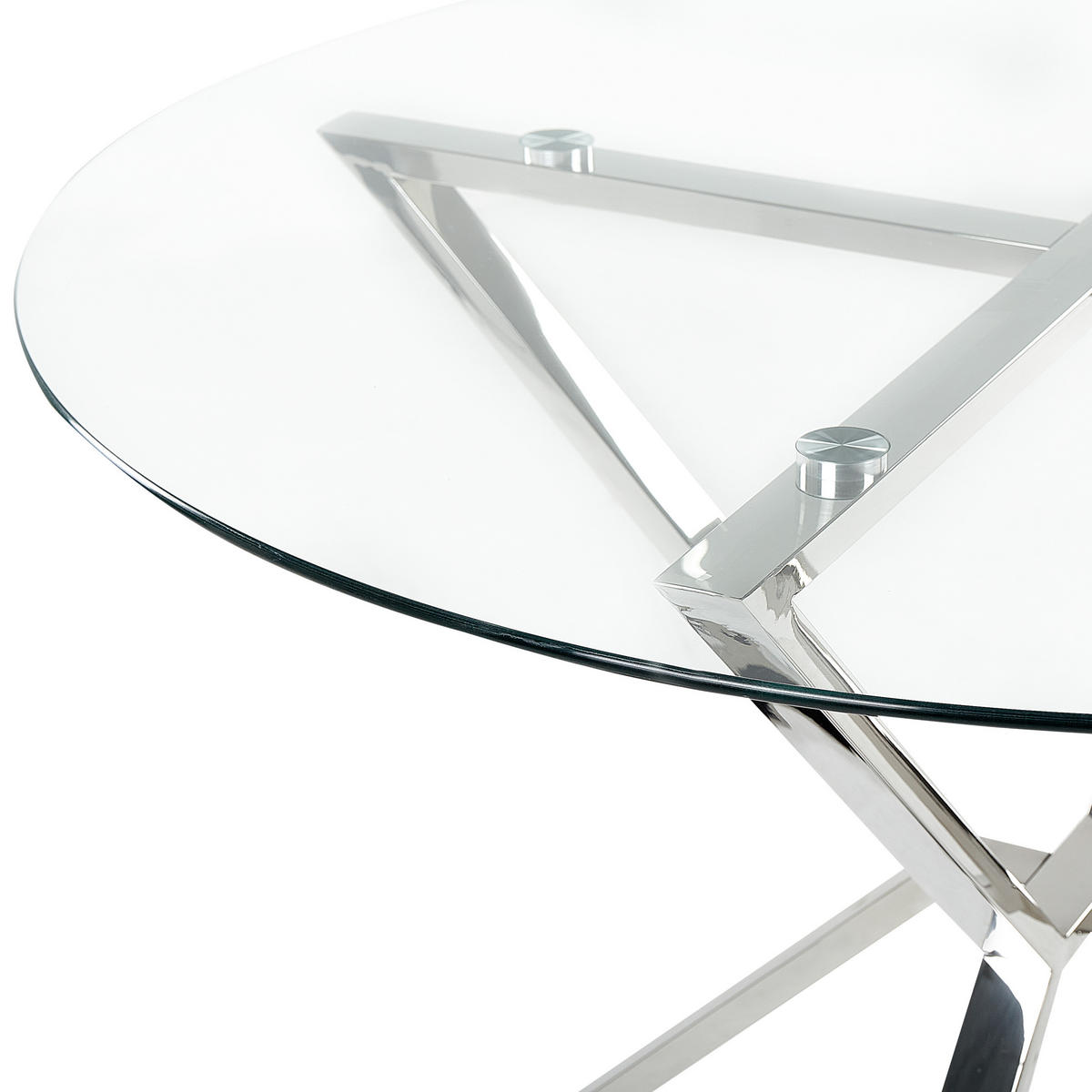 ESSTISCH 105/75 cm Transparent, silberfarben Rund Bosco - Transparent, Glas (105/105/75cm) - Beliani