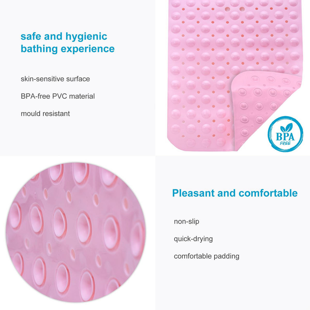 DUSCHMATTE Badewannenmatte 100/40 cm - Pink, Kunststoff (40/100cm) - Intirilife